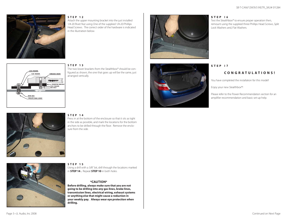 JL Audio Stealthbox SB-T-CAM/12W3v3 User Manual | Page 3 / 4