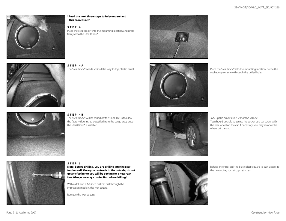 JL Audio Stealthbox SB-VW-GTI/10W6v2 User Manual | Page 2 / 3
