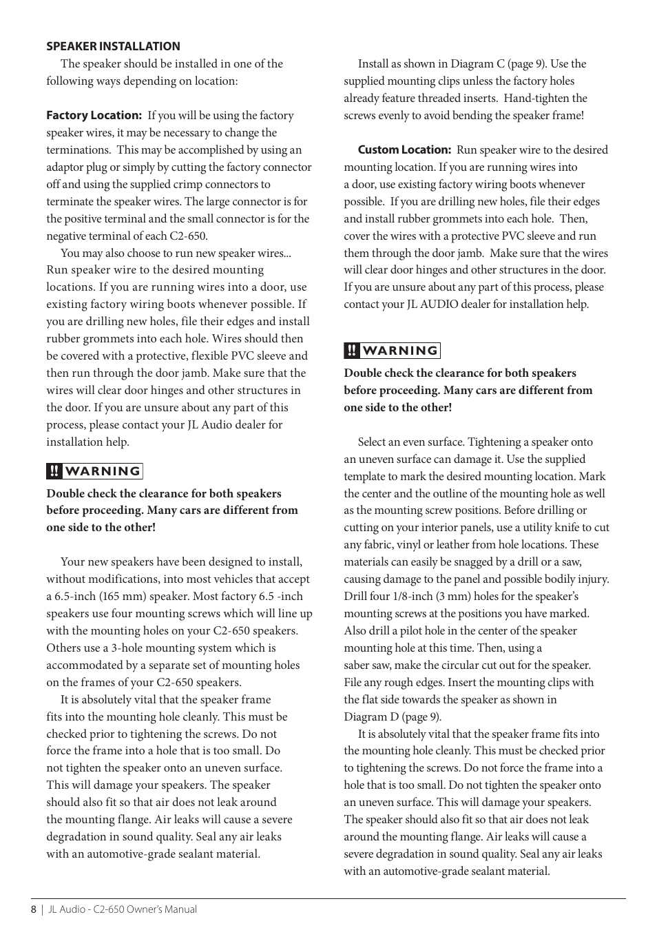 JL Audio C2-650cw User Manual | Page 8 / 12