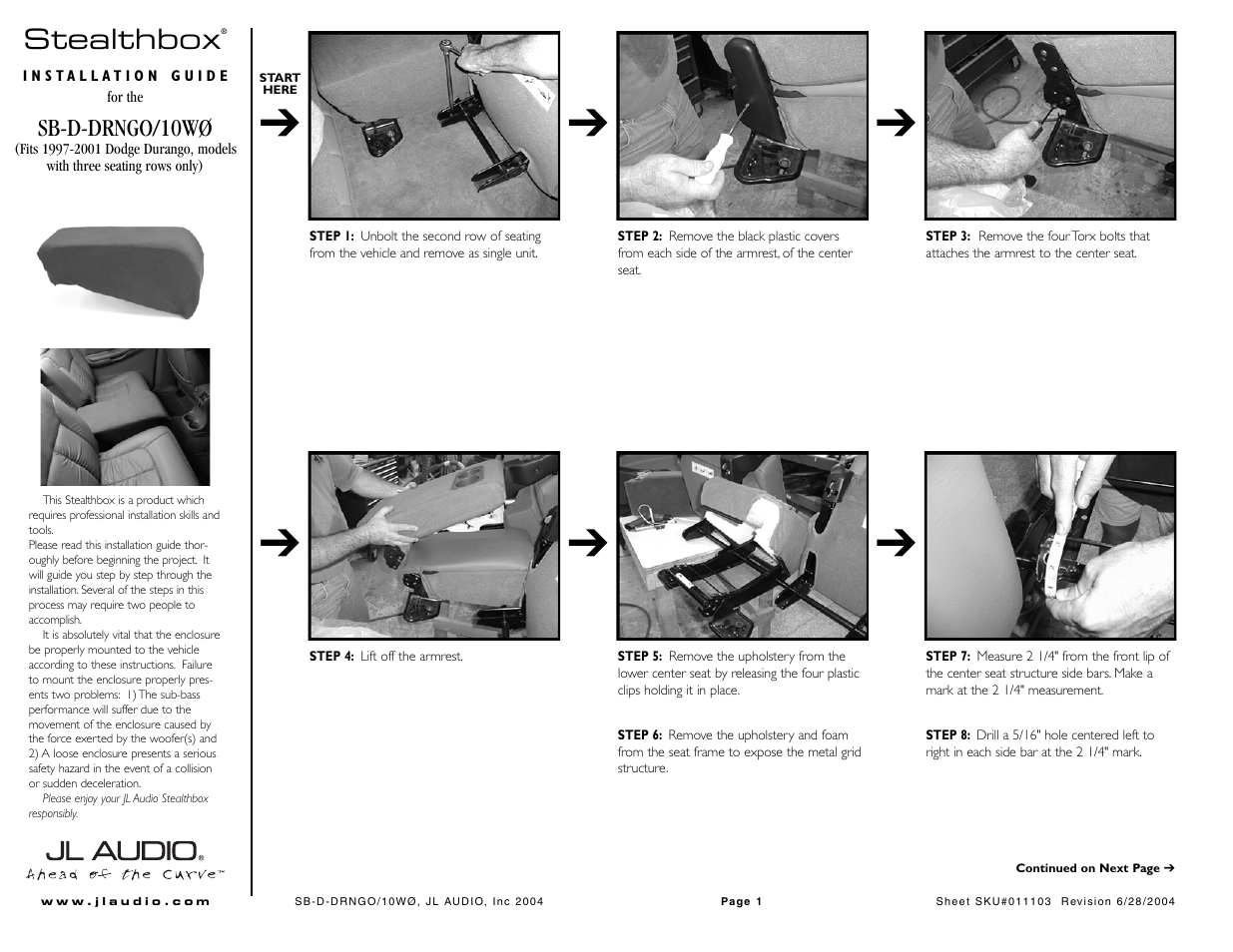 JL Audio Stealthbox SB-D-DRNGO/10W1v2/TN User Manual | 3 pages