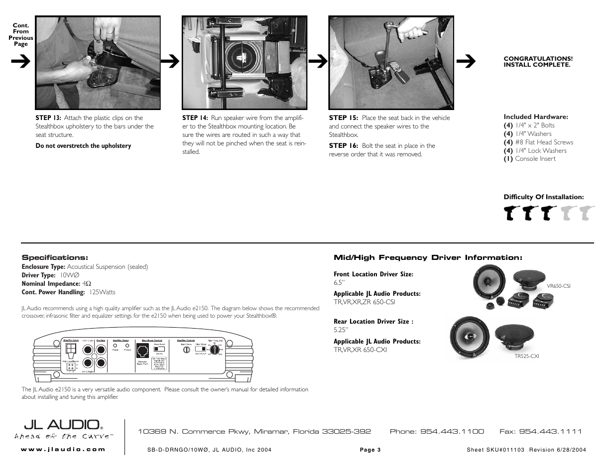 JL Audio Stealthbox SB-D-DRNGO/10W1v2/TN User Manual | Page 3 / 3