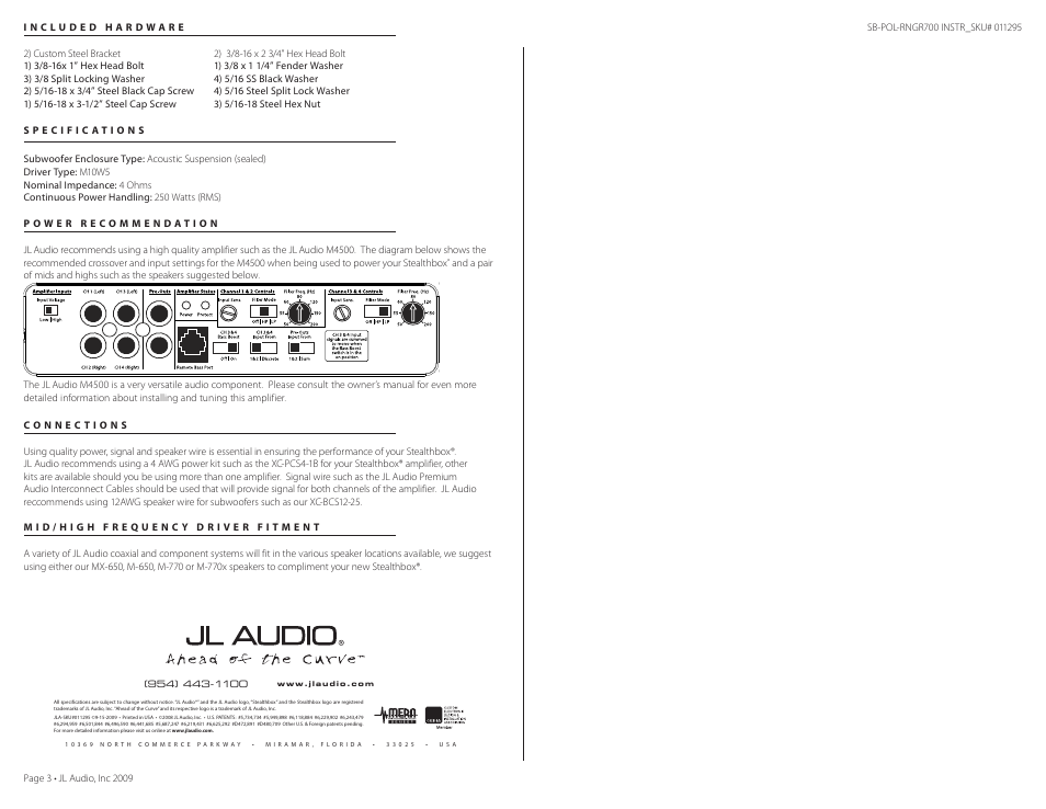 JL Audio Stealthbox XC-BCS12-25 User Manual | Page 3 / 3