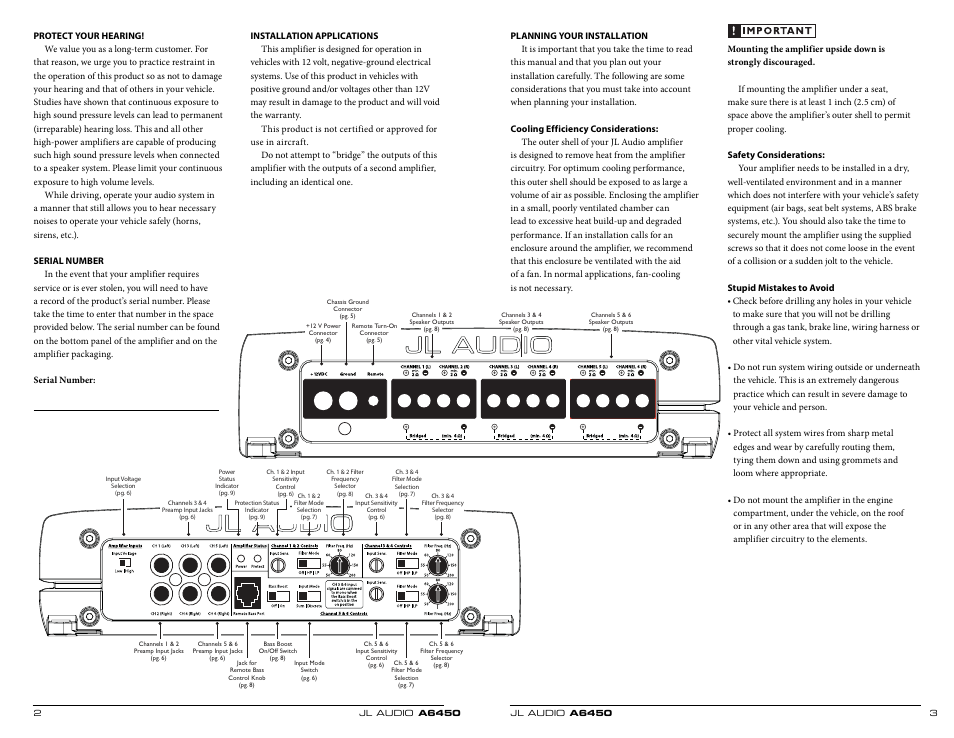 JL Audio A6450 User Manual | Page 2 / 11