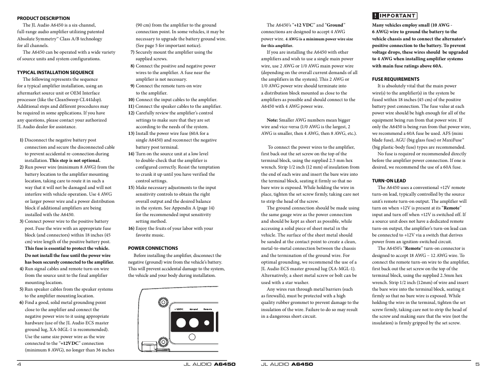 JL Audio A6450 User Manual | Page 3 / 11