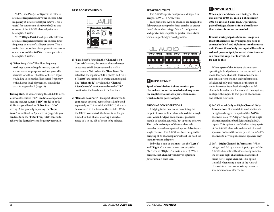 JL Audio A6450 User Manual | Page 5 / 11