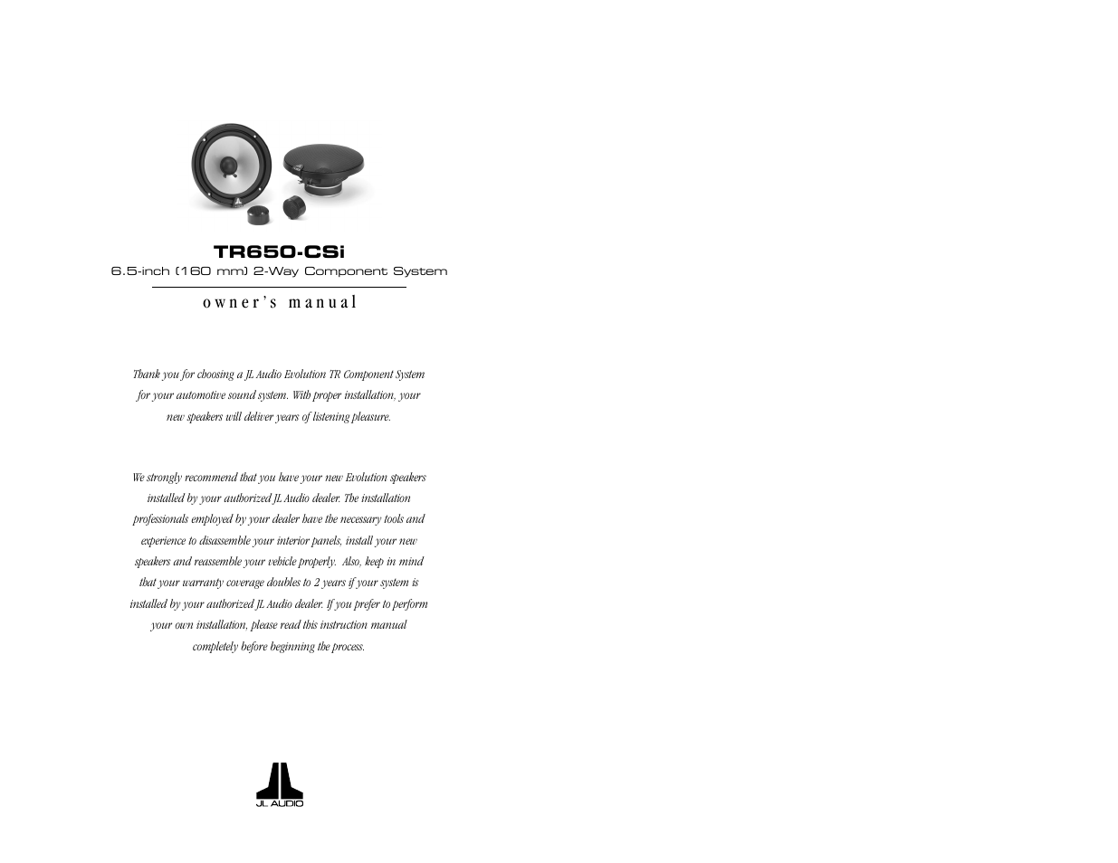 JL Audio TR650-CSi User Manual | 5 pages