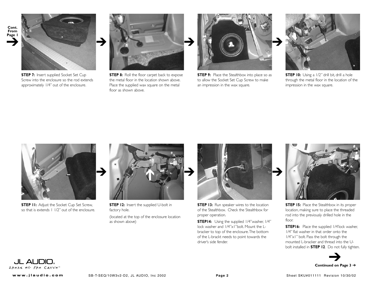 JL Audio Stealthbox SB-T-SEQ/10W3 User Manual | Page 2 / 3