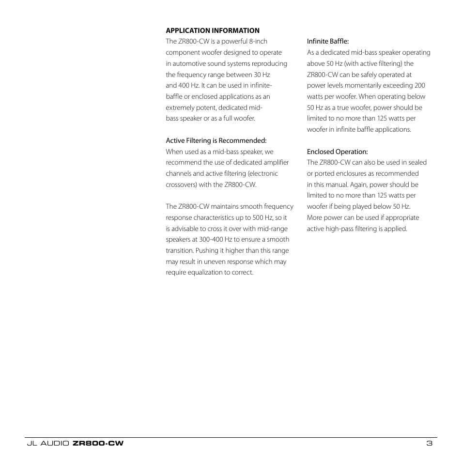JL Audio EVOLUTION ZR800-CW User Manual | Page 3 / 8