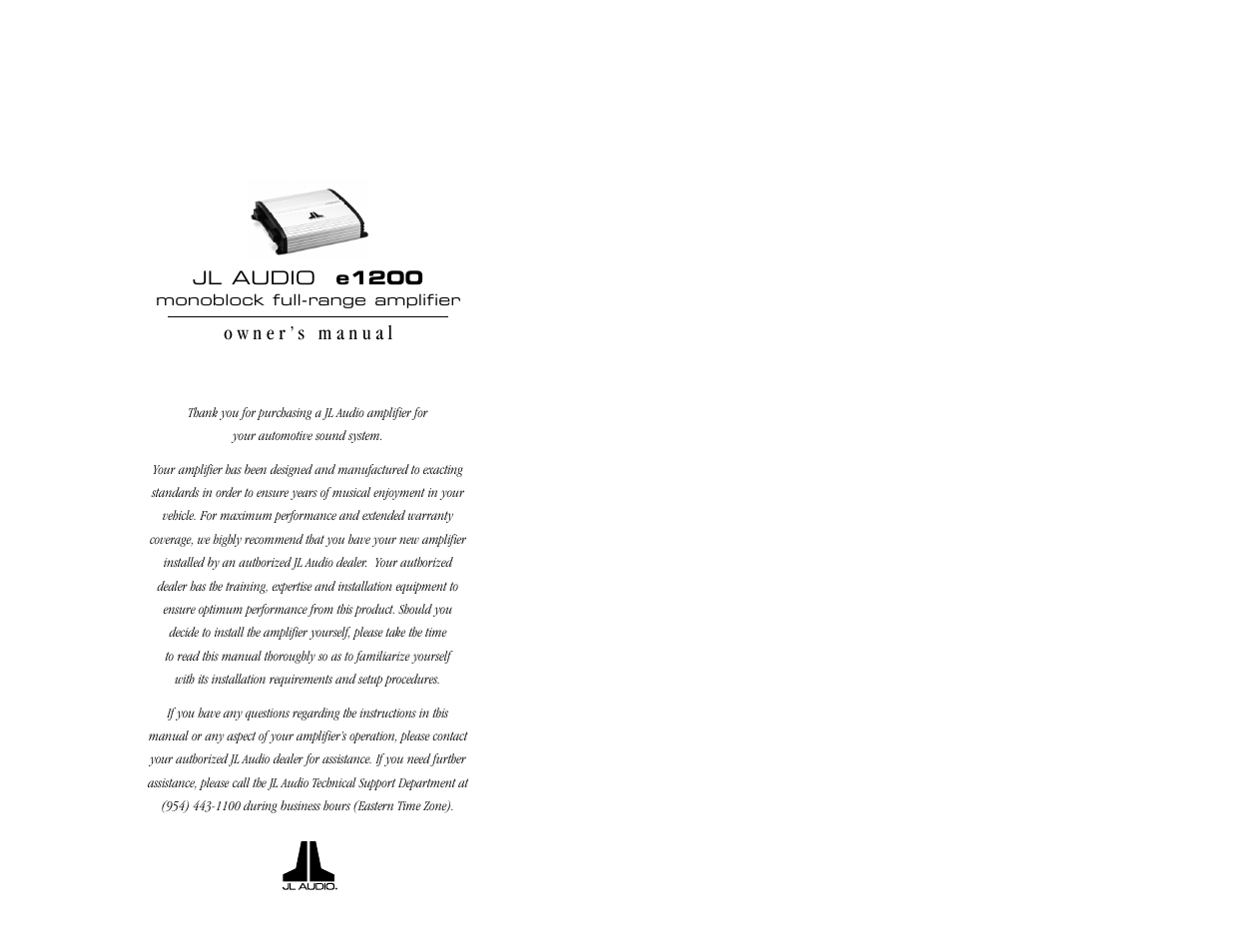 JL Audio two-channel full-range amplifier e2150 User Manual | 9 pages