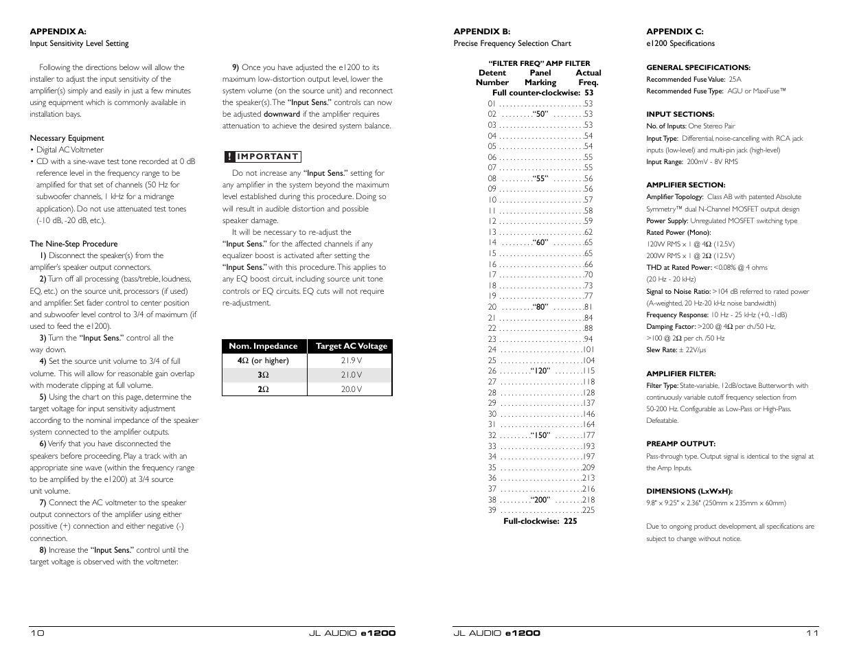 JL Audio two-channel full-range amplifier e2150 User Manual | Page 6 / 9