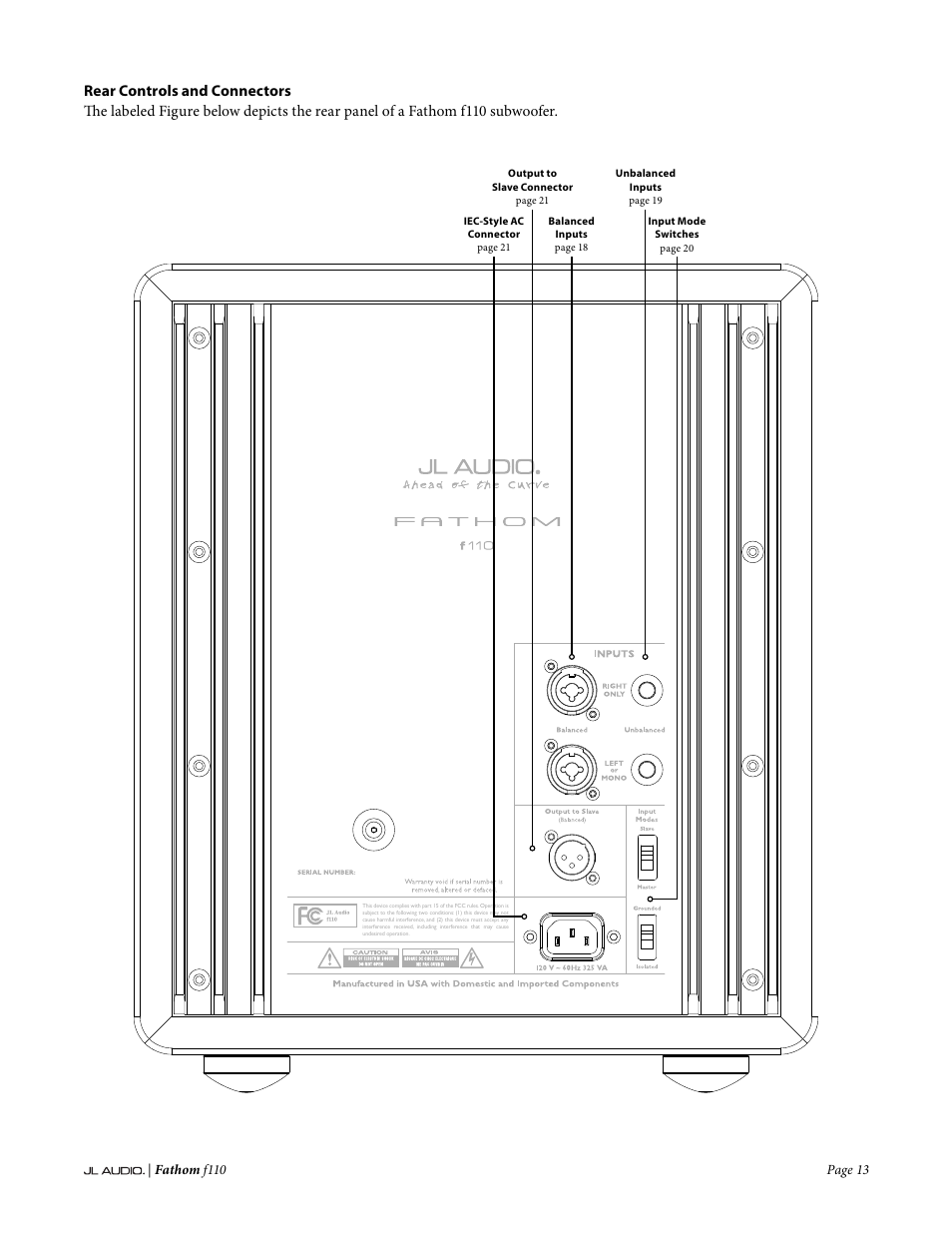 JL Audio Fathom f110 User Manual | Page 13 / 36