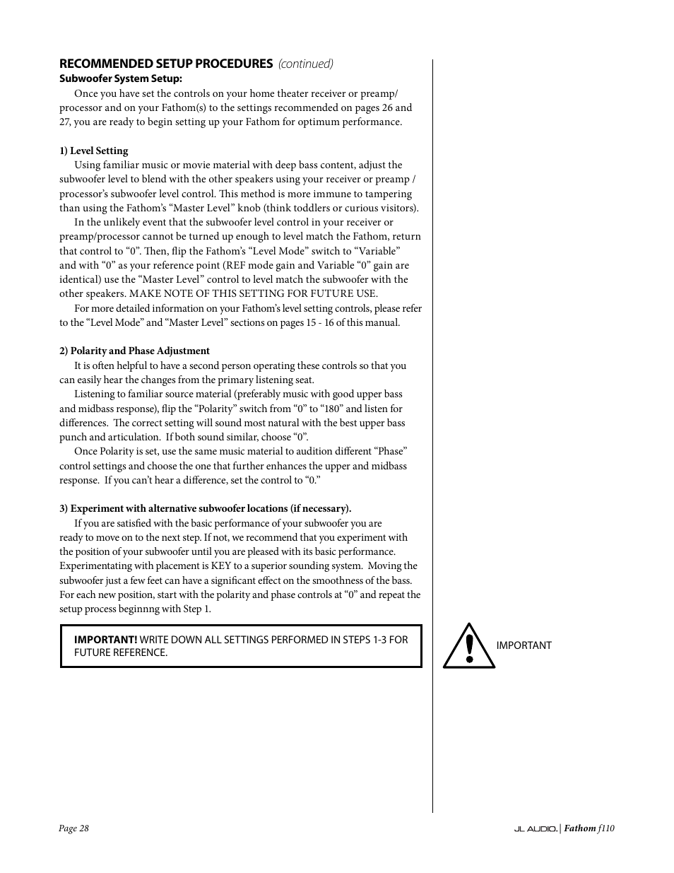 JL Audio Fathom f110 User Manual | Page 28 / 36