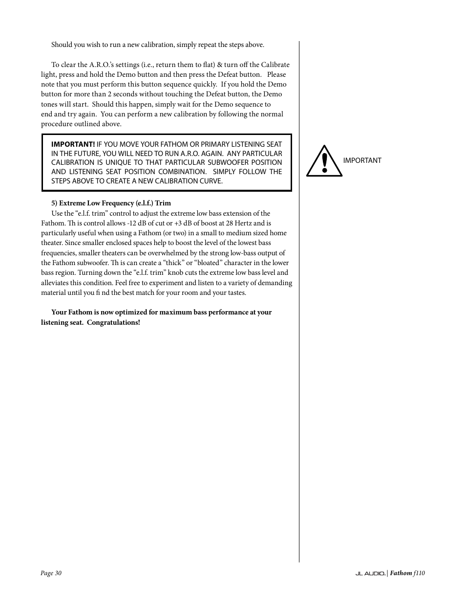 JL Audio Fathom f110 User Manual | Page 30 / 36