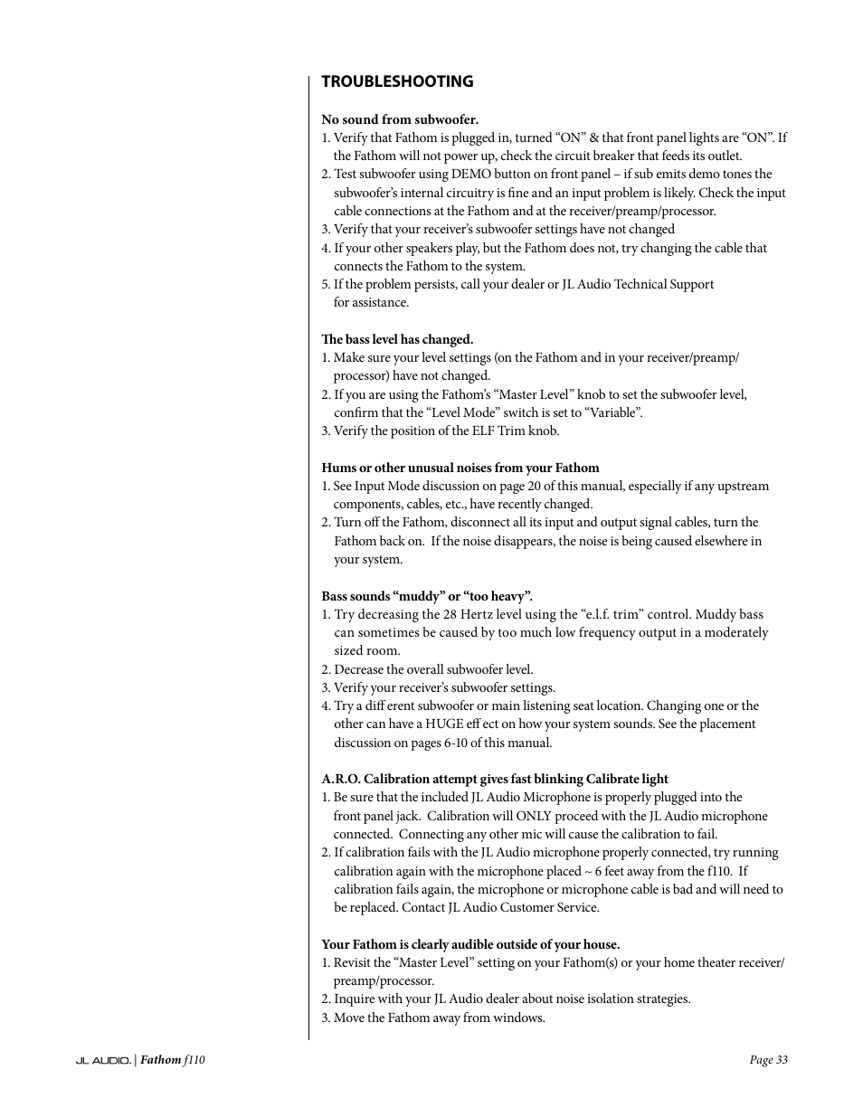 JL Audio Fathom f110 User Manual | Page 33 / 36