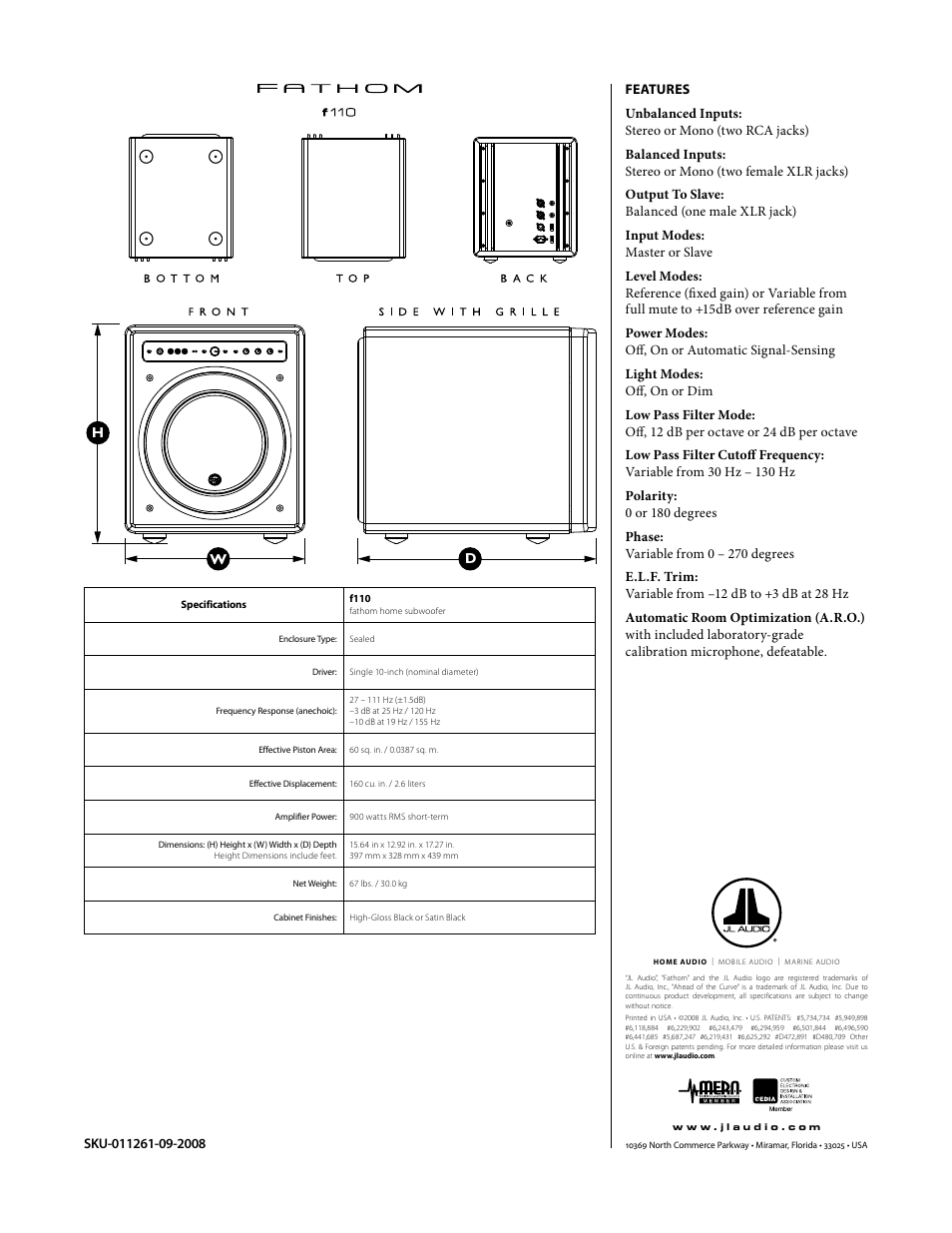 Hw d | JL Audio Fathom f110 User Manual | Page 36 / 36
