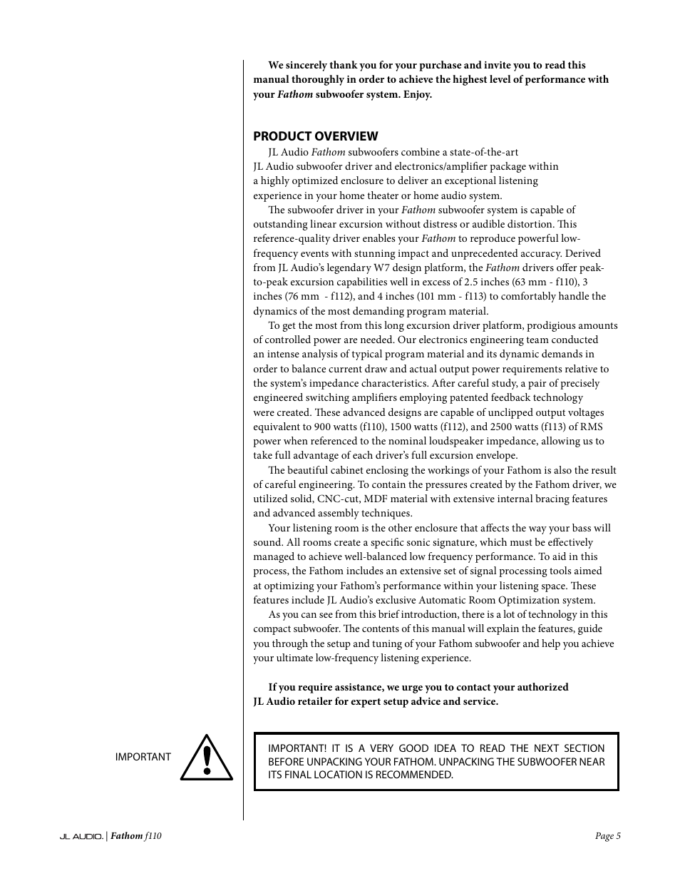 JL Audio Fathom f110 User Manual | Page 5 / 36