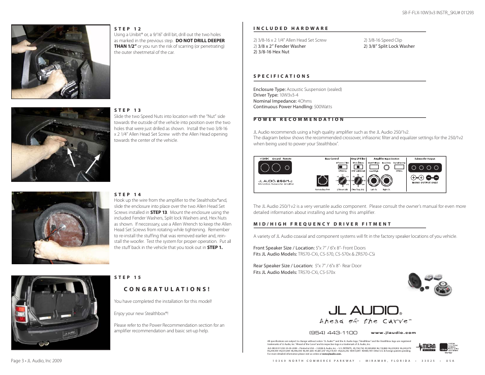 JL Audio Stealthbox 94451 User Manual | Page 3 / 3