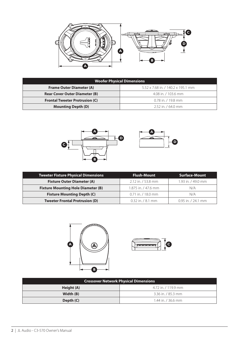 JL Audio C3-570-031010 User Manual | Page 2 / 16