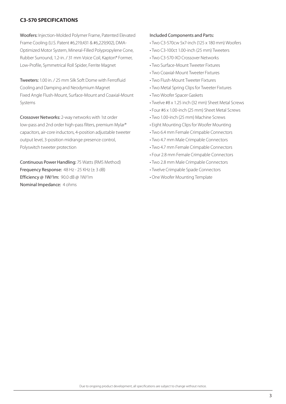 JL Audio C3-570-031010 User Manual | Page 3 / 16