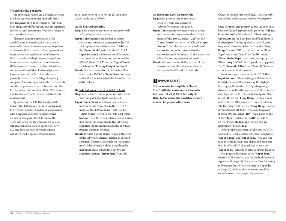 JL Audio 450/4V2 User Manual | Page 11 / 17