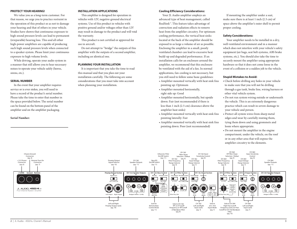 Parts & controls | JL Audio 450/4V2 User Manual | Page 2 / 17