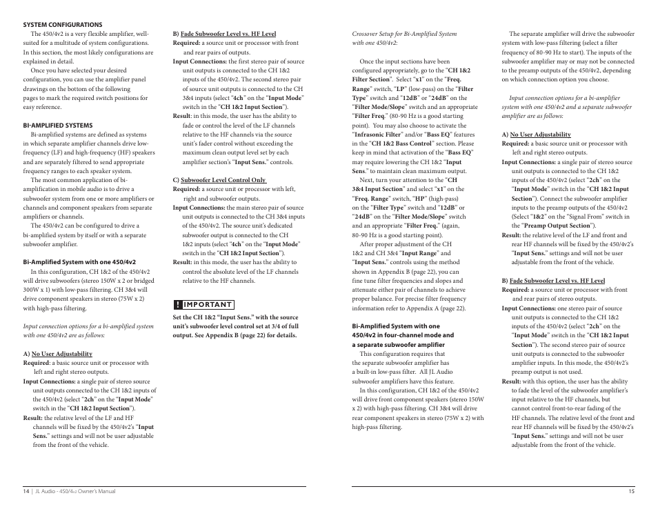 JL Audio 450/4V2 User Manual | Page 8 / 17
