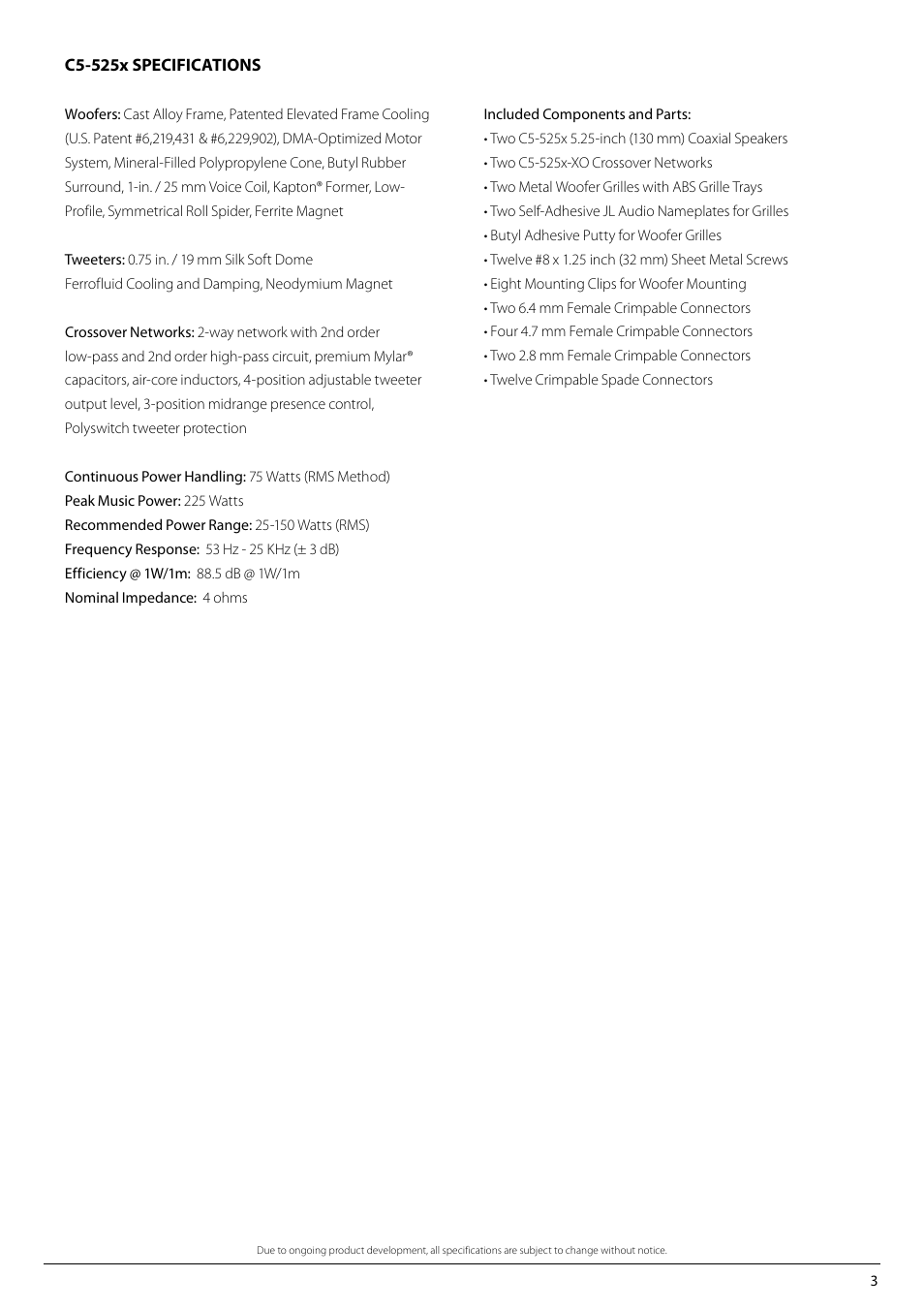 JL Audio C5-525x-02082008 User Manual | Page 3 / 12