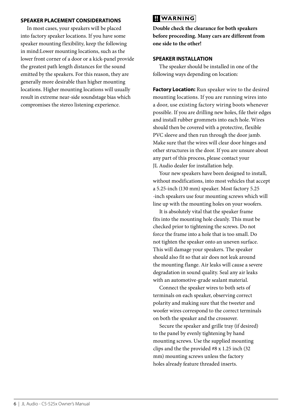 JL Audio C5-525x-02082008 User Manual | Page 6 / 12