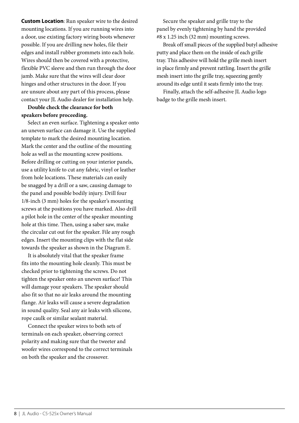 JL Audio C5-525x-02082008 User Manual | Page 8 / 12