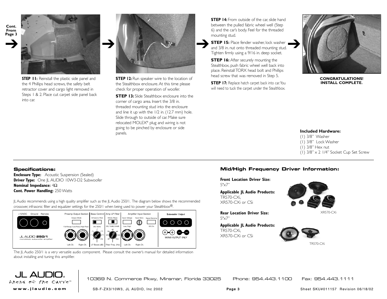 JL Audio Stealthbox SB-F-ZX3/10W3 User Manual | Page 3 / 3