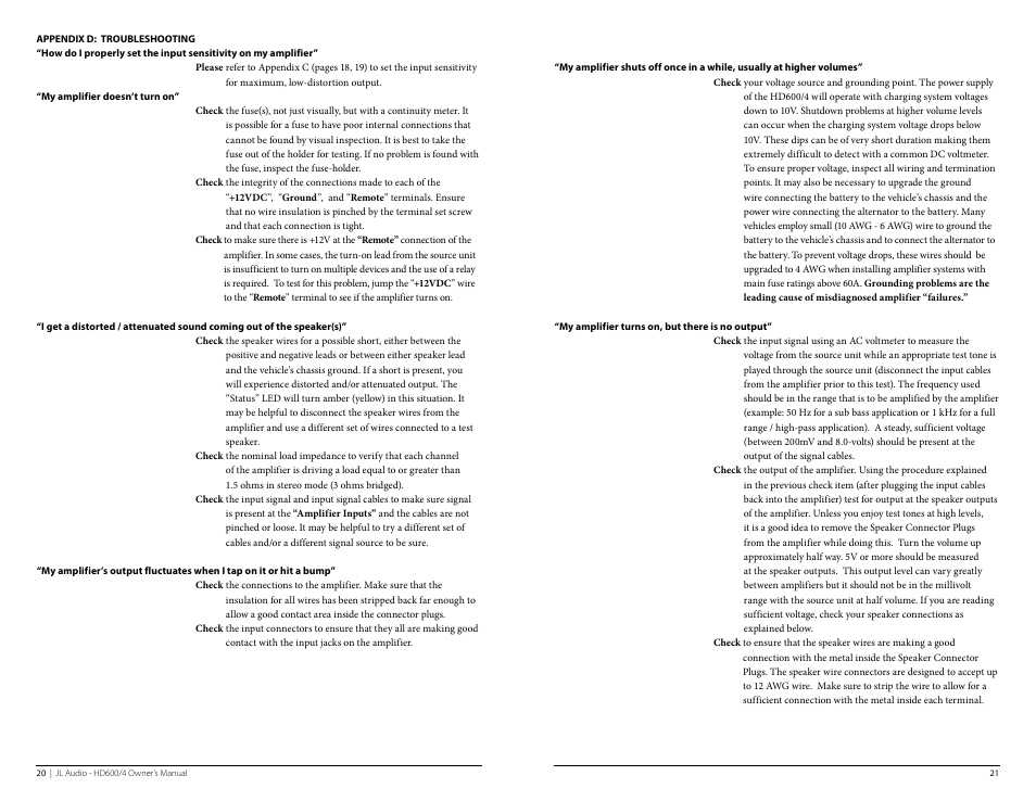 JL Audio HD600/4 User Manual | Page 11 / 13
