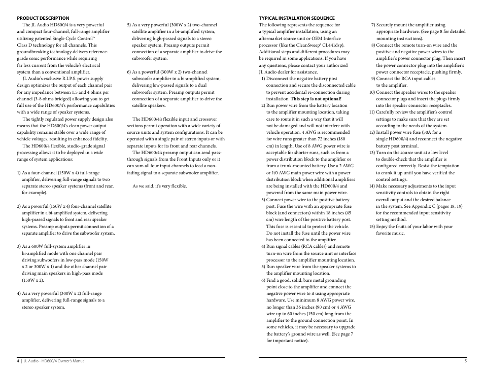 JL Audio HD600/4 User Manual | Page 3 / 13