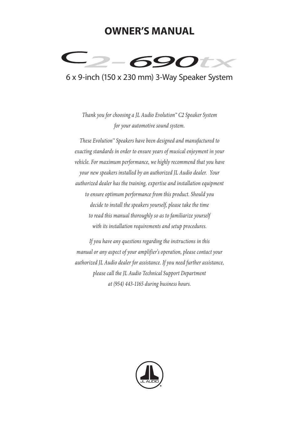 JL Audio C2-690tx User Manual | 8 pages