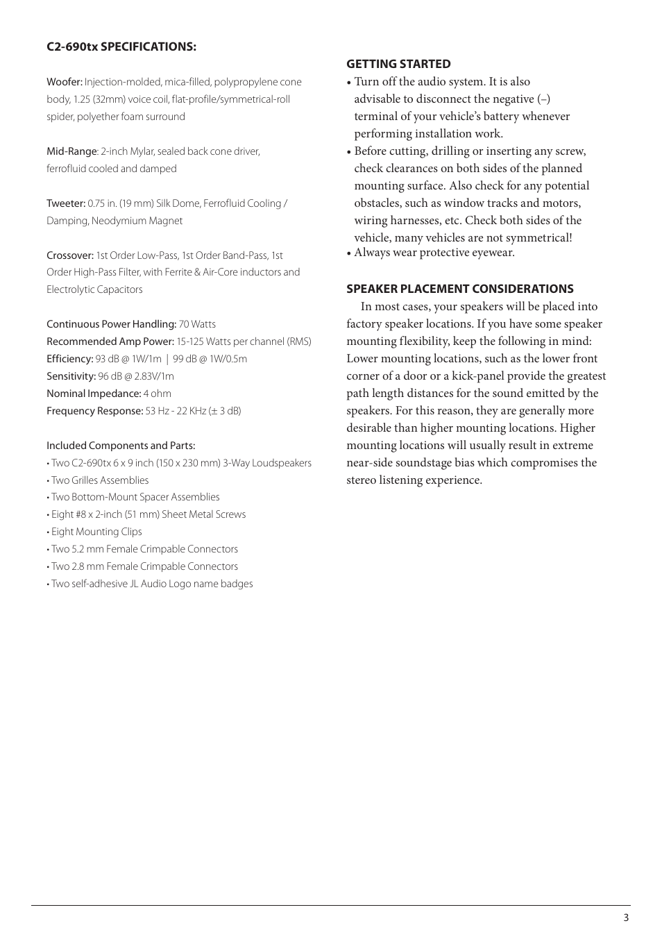 JL Audio C2-690tx User Manual | Page 3 / 8