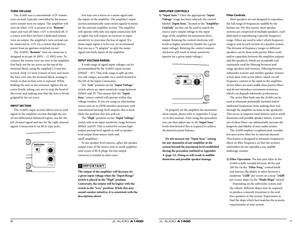 JL Audio A1400 User Manual | Page 4 / 11
