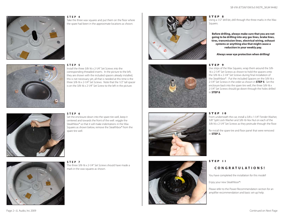 JL Audio SB-VW-JETSW/10W3v3 User Manual | Page 2 / 3