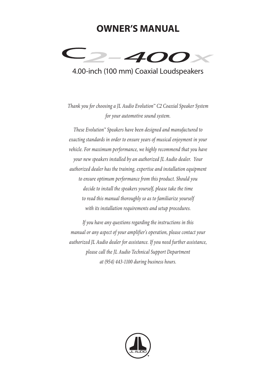 JL Audio C2-400x-06112008 User Manual | 8 pages
