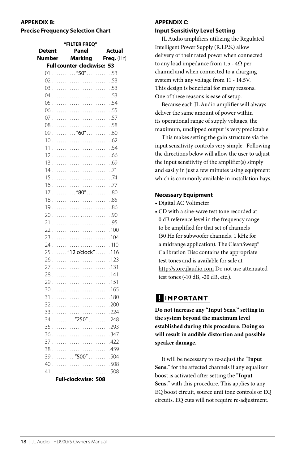 JL Audio HD900/5 User Manual | Page 18 / 24