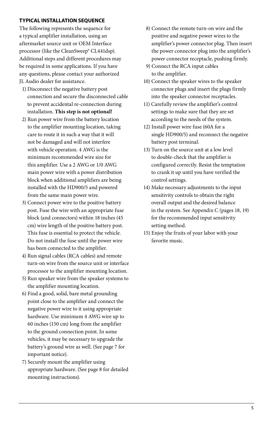 JL Audio HD900/5 User Manual | Page 5 / 24