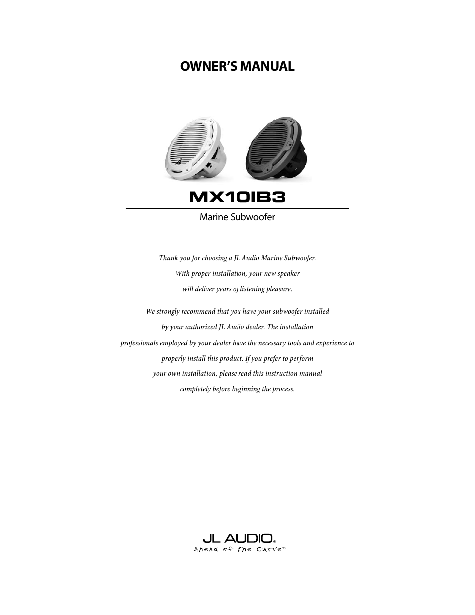 JL Audio MX10IB3 User Manual | 4 pages