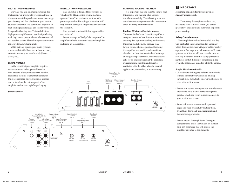 JL Audio J2500.1 User Manual | Page 2 / 9