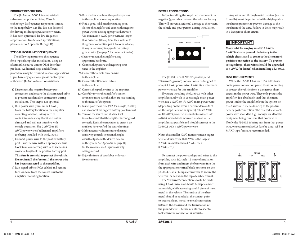 JL Audio J2500.1 User Manual | Page 3 / 9