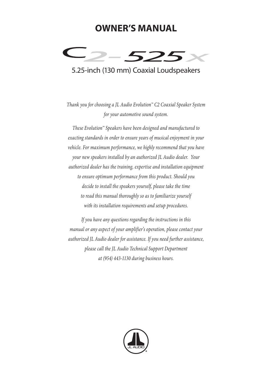 JL Audio C2-525x User Manual | 8 pages