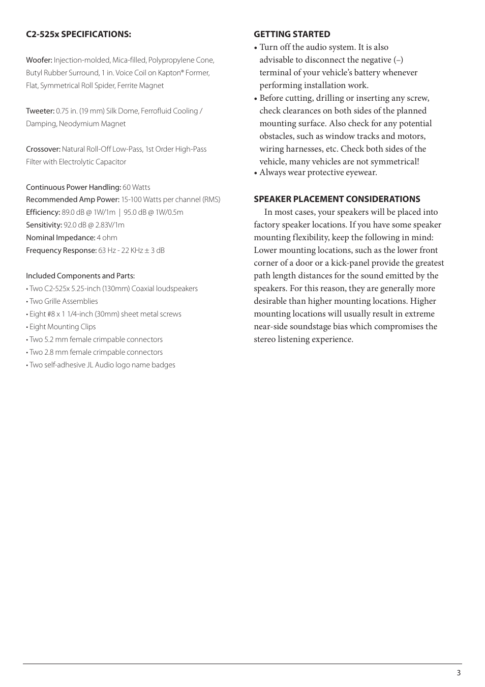 JL Audio C2-525x User Manual | Page 3 / 8