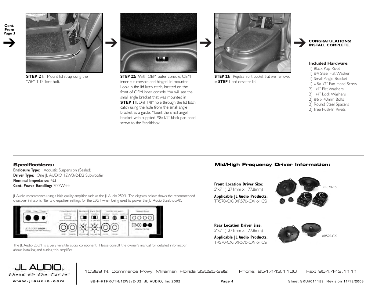 JL Audio Stealthbox SB-F-RTRKCTR/12W3v2-D2 User Manual | Page 4 / 4