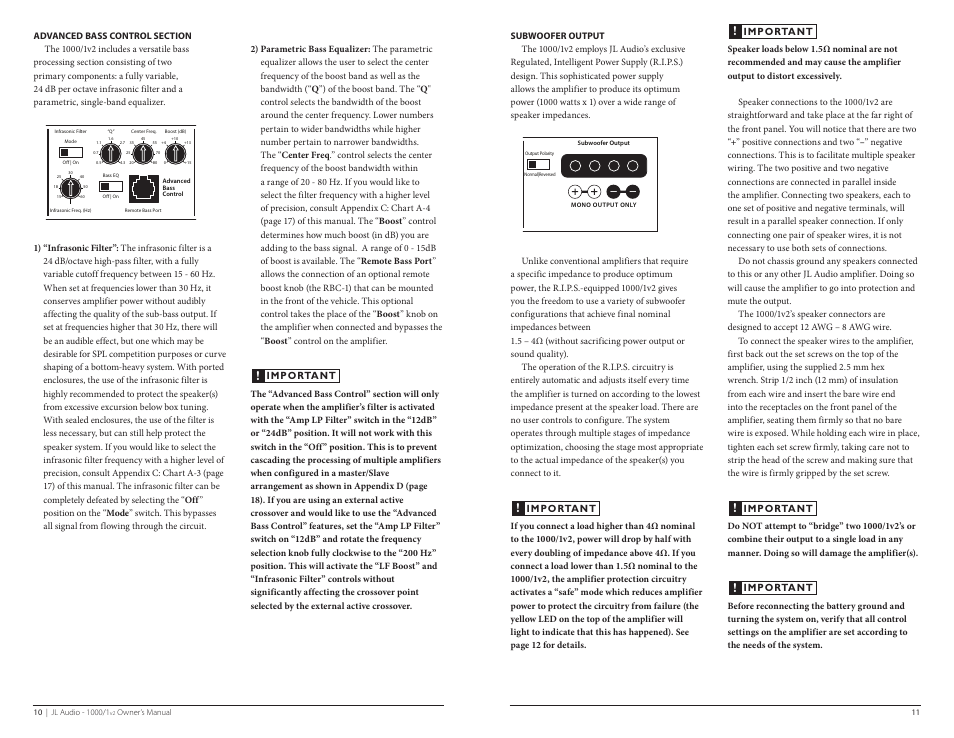 Important | JL Audio 1000/1v2 User Manual | Page 6 / 13