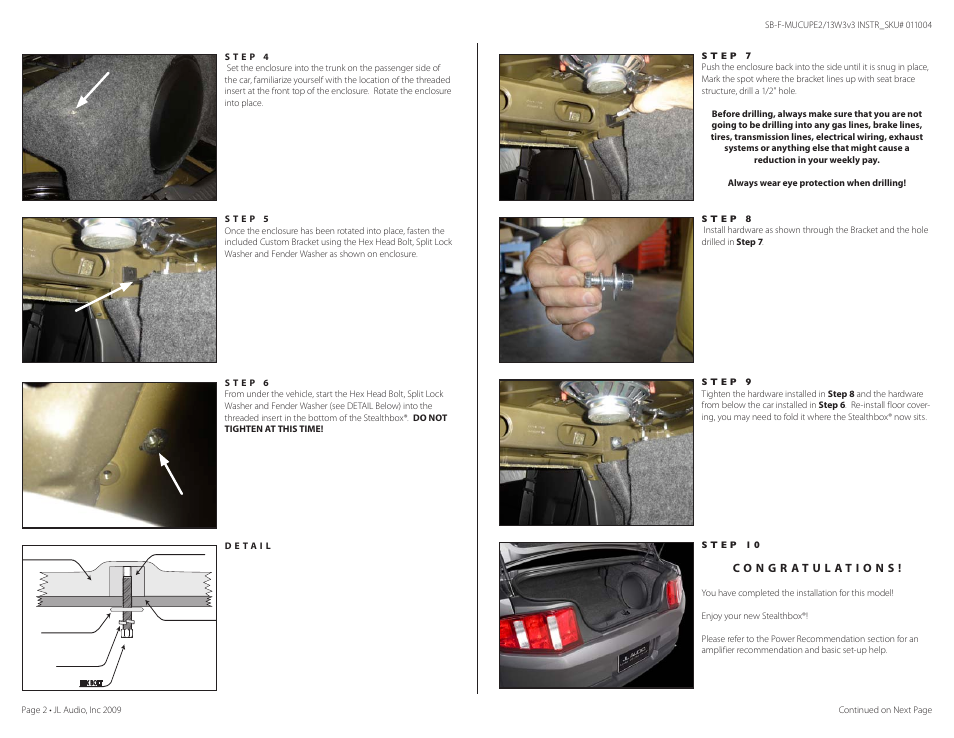 JL Audio Stealthbox SB-F-MUCUPE2/13W3v3 User Manual | Page 2 / 3