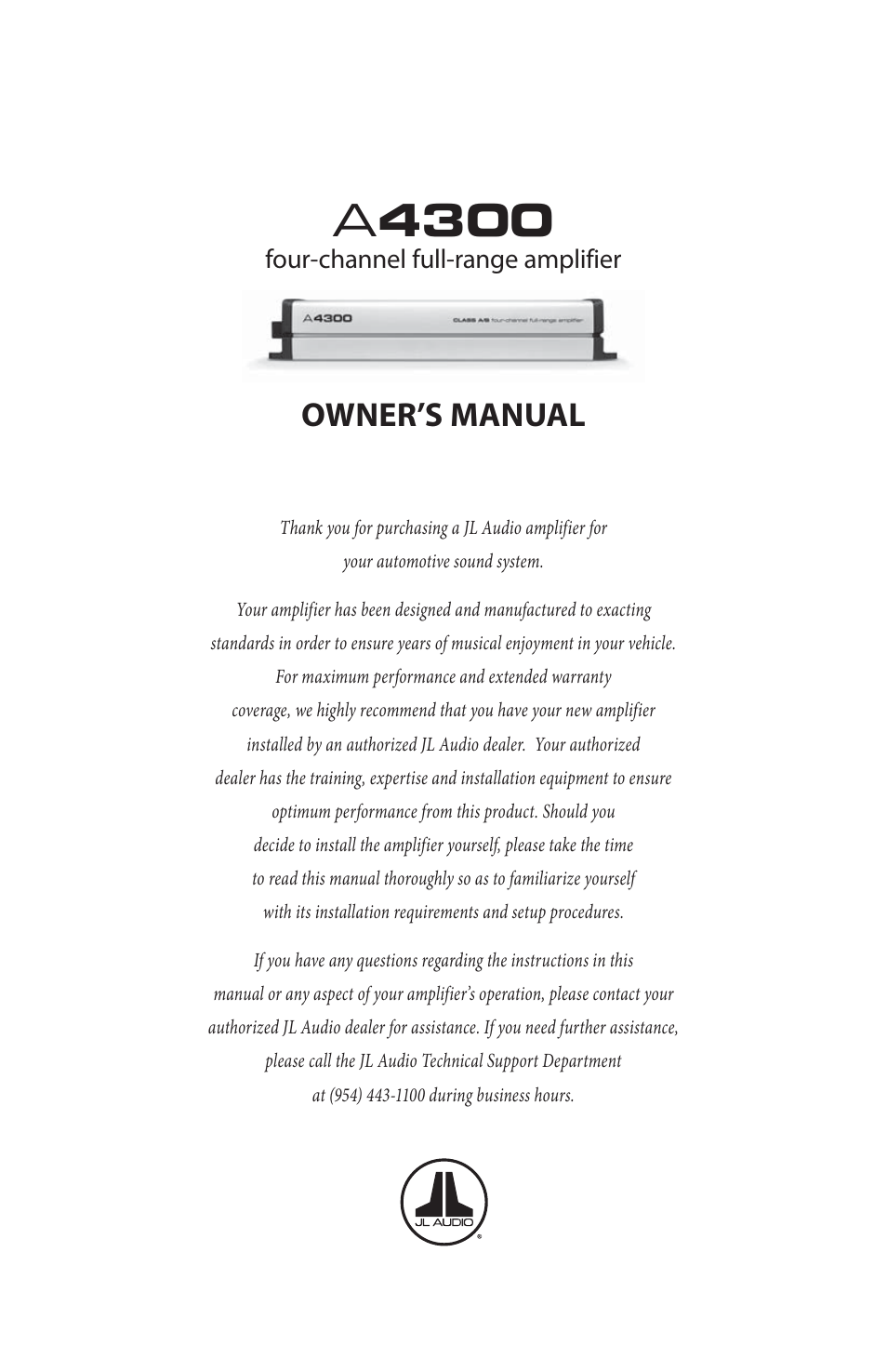 JL Audio A4300 User Manual | 11 pages