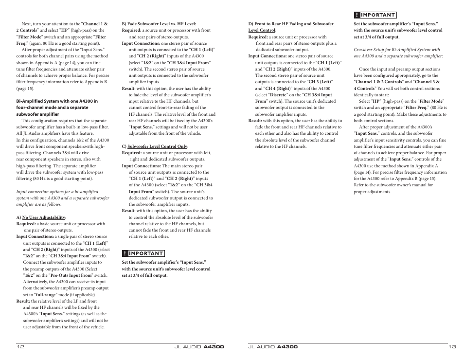 JL Audio A4300 User Manual | Page 7 / 11
