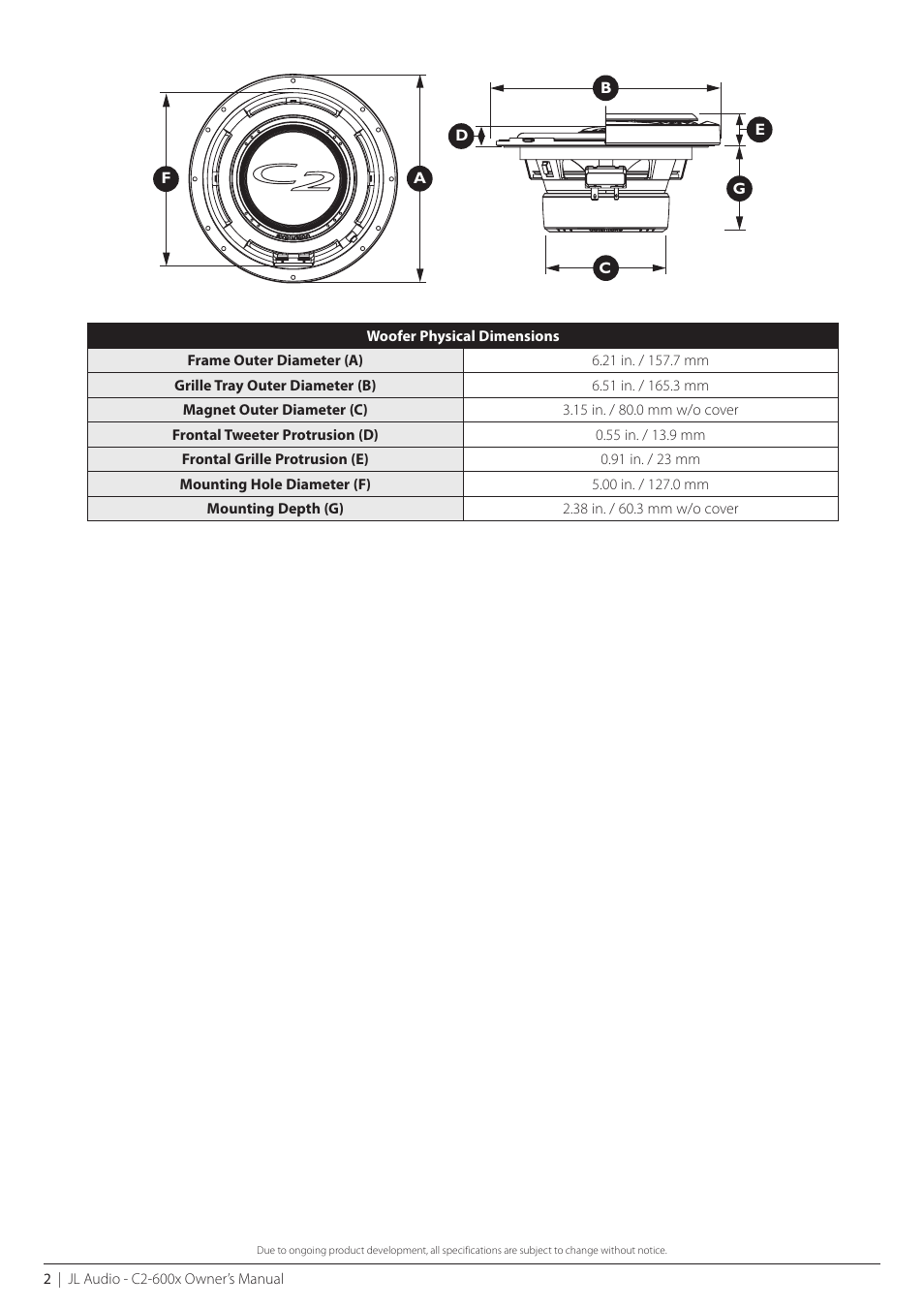 JL Audio C2-600x User Manual | Page 2 / 8